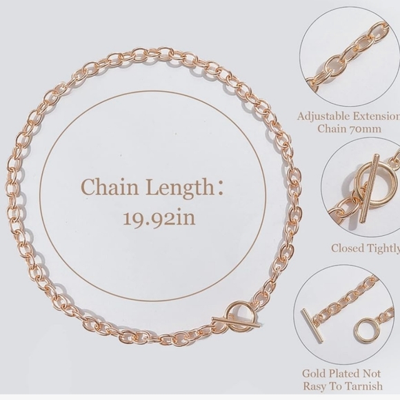 18K Gold Toggle Chain Necklace NWT - Picture 3 of 4